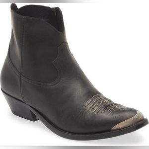 GOLDEN GOOSE Young Leather Zip Cowboy Ankle Boots